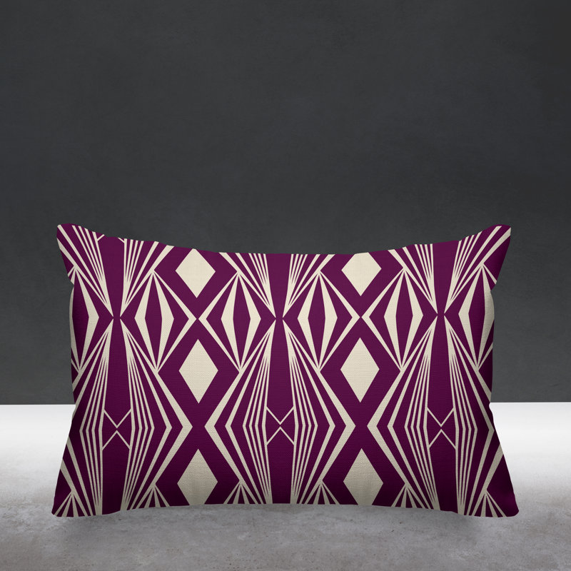 Housse et insert de coussin rectangulaire d'extérieur Minimalist Tribal, Violet