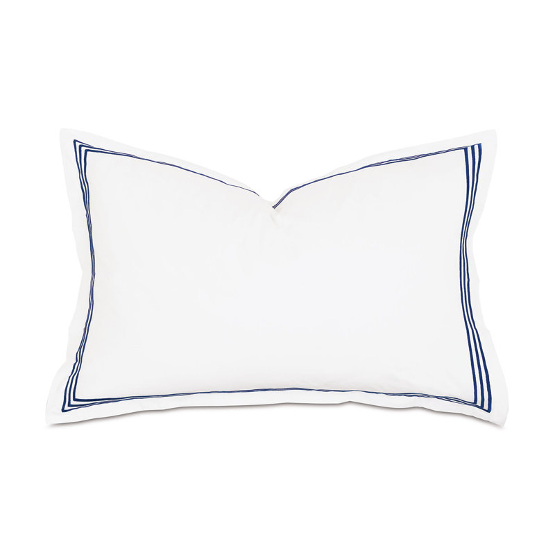 Tessa Cotton Sham Set, White/Navy, Queen, Multi-stripe