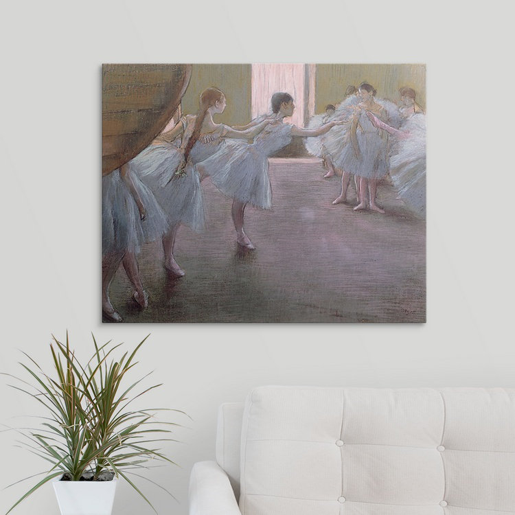 «Dancers at Rehearsal, 1875 1877» par Edgar Degas - reproduction, H 38 po x l 48 po x P 1,5 po, Toile
