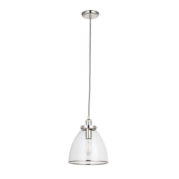 Bellview 1 - Light Dome Pendant, Polished Nickel