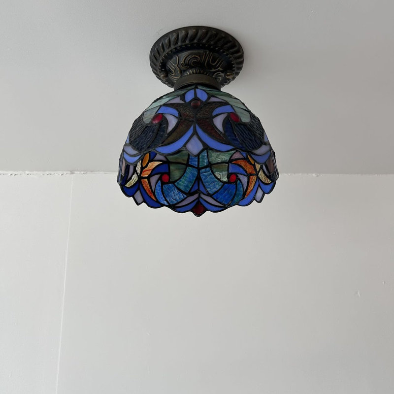8'' 1 - Light Bowl Ceiling Fan Light Kit, Blue/Green
