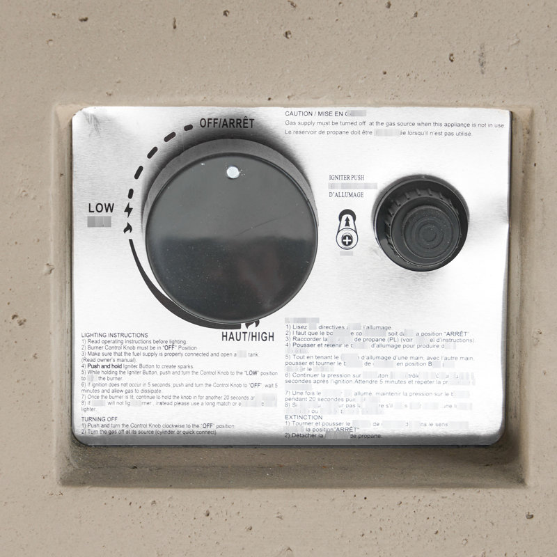 Brûleur rectangulaire en béton 40 000, l 40,91 po x P 18,56 po, H 14,68 po, gris foncé, moderne, léger, sans assemblage, brûleur rectangulaire requis