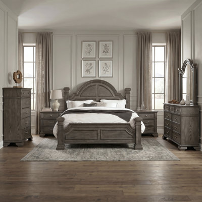 Adames Wood Bedroom Set with Bell-Shaped Headboard