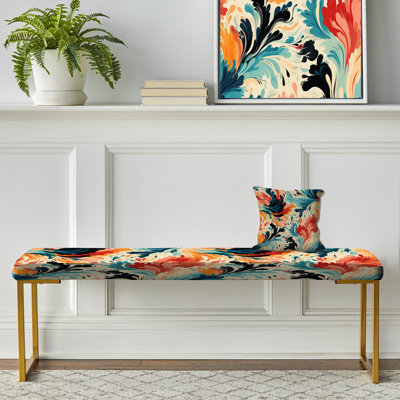 Ikat Artistry Mosaic Radiance - Banc tapissier abstrait doré