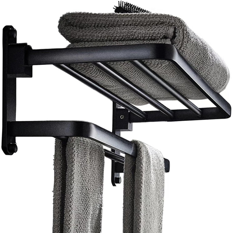 2 porte-serviettes muraux, Finition givrée noire, H 6,7 po x l 24 po x P 8,7 po