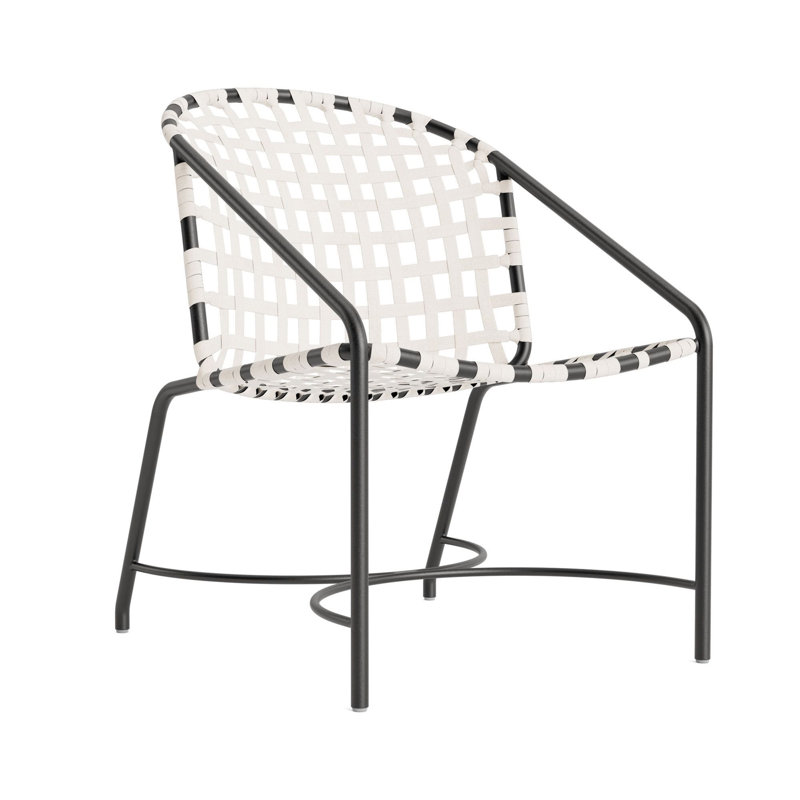 Kantan Outdoor Lounge Chair, Textured Pewter/White Suncloth Lace