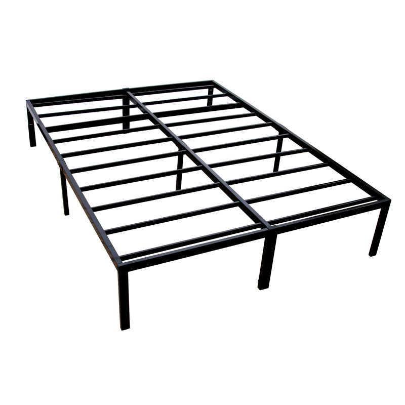 Modern Black Twin Steel Platform Foundation, Construction, Clean Edges, Under - Bed Storage, Holds 2000 Pounds With Build, Supports