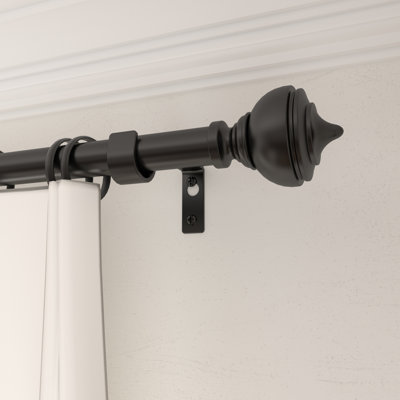 Matte Black Adjustable Curtain Pole Set