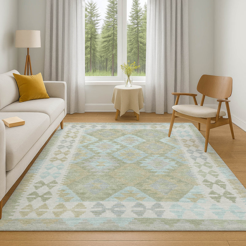 Premium Machine Washable Tara AMF1915 Tribal Rug, Rectangle 10' x 14'