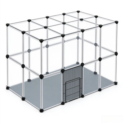 Parc pour petits animaux 600D Oxford en tissu et plastique avec porte et couvercle en métal - intérieur / extérieur
