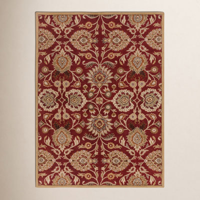 Arden Burgundy Hand-Tufted Wool Floral Rug