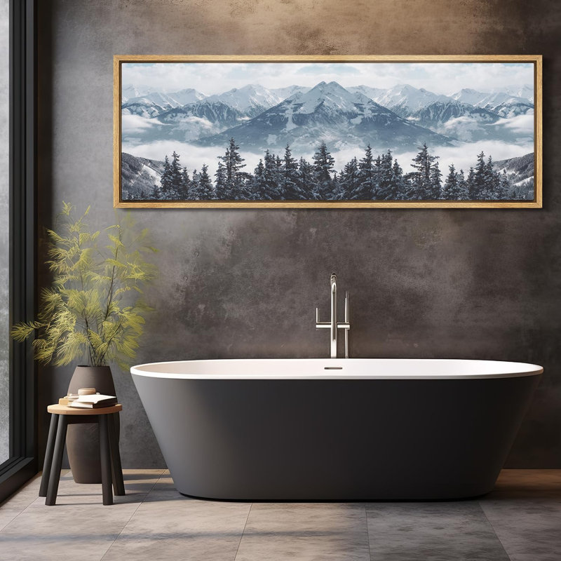 Nature, paysage, montagnes majestueuses et forêt enneigée, paysage des merveilles d'hiver, H 20 po x l 60 po, Naturel