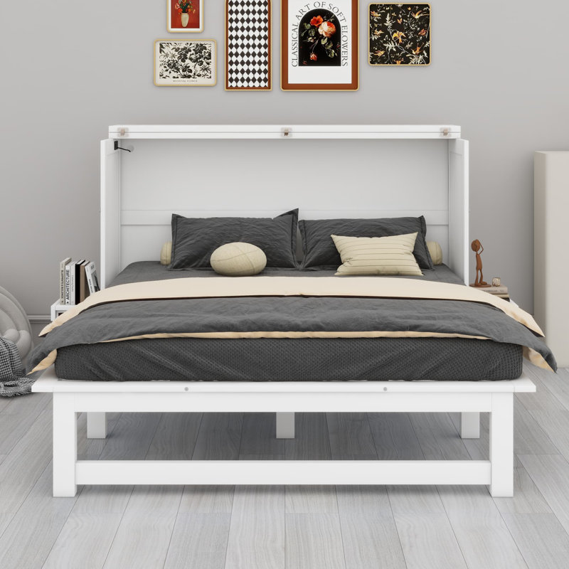 Lit escamotable avec port USB, Blanc