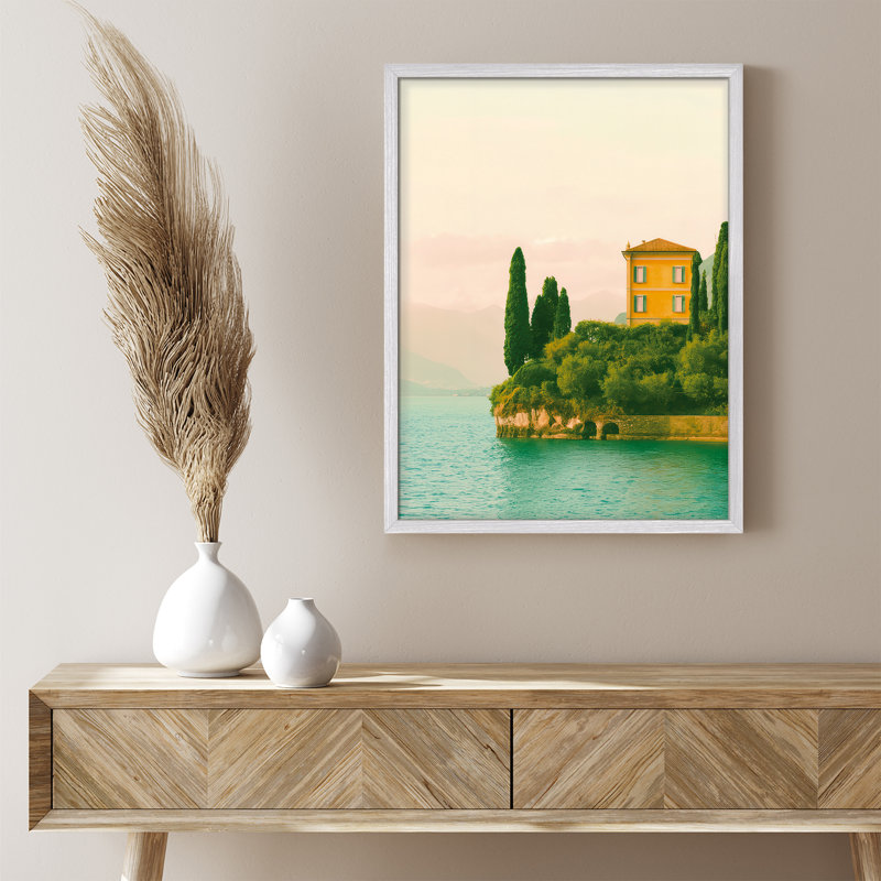 «Lakeside Villa», reproduction d'art encadrée pour la décoration de chambre à coucher ou de bureau, H 10 po x l 8 po, Blanc