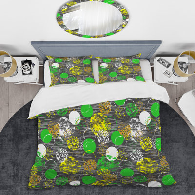 Ensemble de housse de couette en microfibre vert / jaune 2 pièces