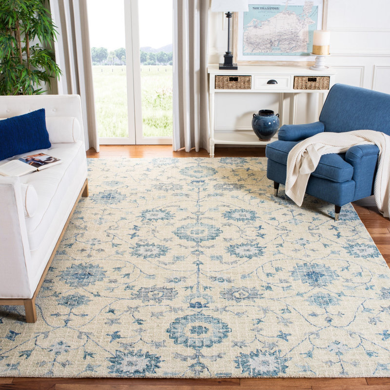 Luitpold Hand Tufted Wool Floral Rug, Rectangle 8' x 10'
