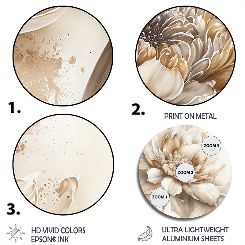 Hightower - Floral Round Metal Art, H 29 po x l 29 po