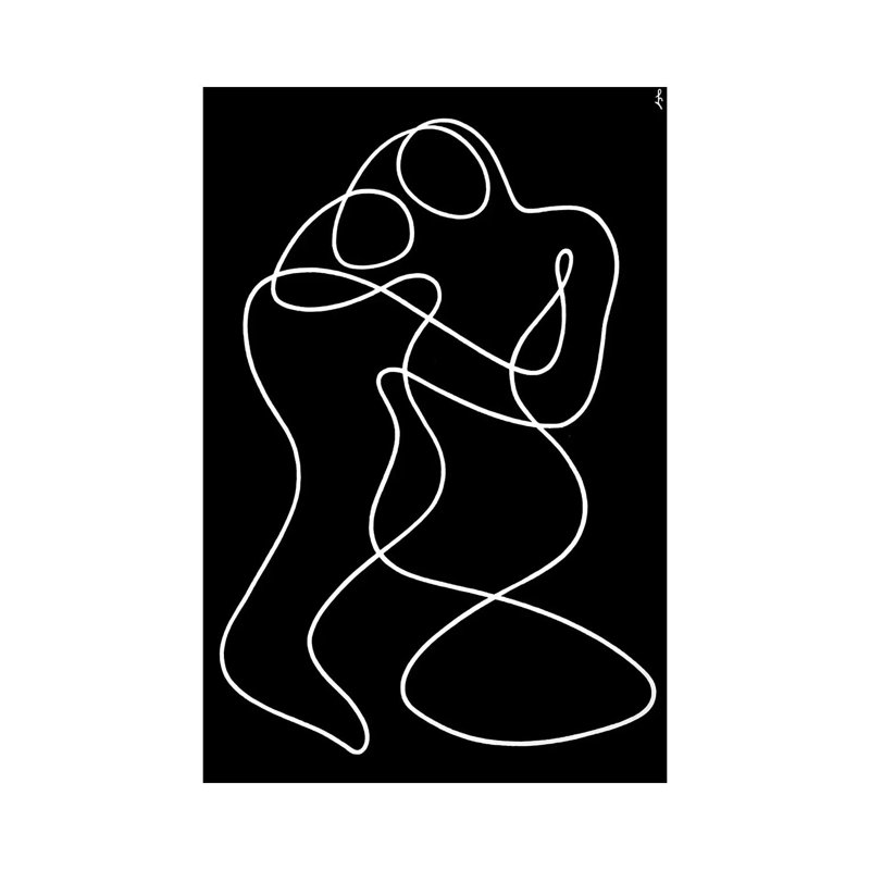 Minimalistic Embrace by Lia Chechelashvili - Floater Frame Print on Canvas, 20.32 cm H x 30.48 cm W, Wrapped Canvas