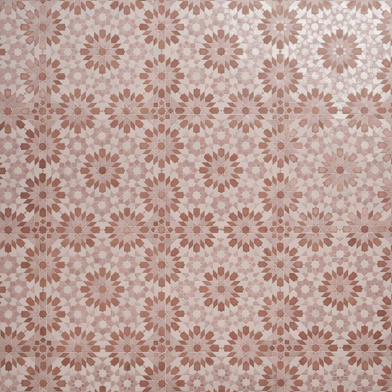 Cantico Taza Mixed Finish Lava Stone And Cement Mosaic Tile, Terracotta Rosa