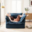 De 2 fauteuils - chenille bleue, siège profond relax confortable pour le salon, la chambre à coucher, l'espace de travail en chenille, la chambre de luxe et au-delà des coussins moelleux, fabrication-600718606