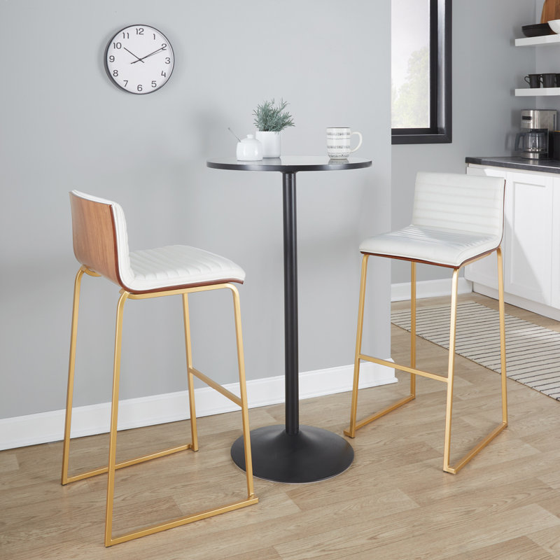 Tabouret de bar et de comptoir Chattahoochee, Cuir blanc / structure couleur dorée