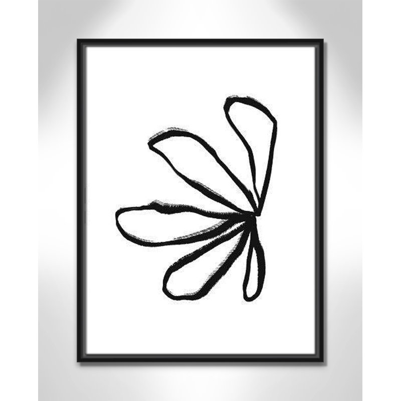Collection de dessins au trait, pétales encadrés sur toile, H 25,5 po x l 19,5 po x P 2 po, Noir
