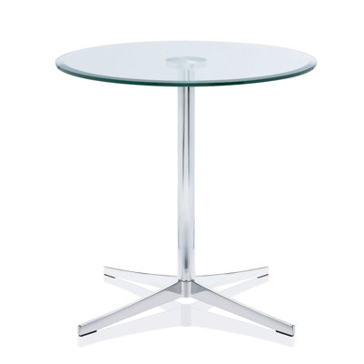 Axium Table Round Glass Top Metal Base Dining Table