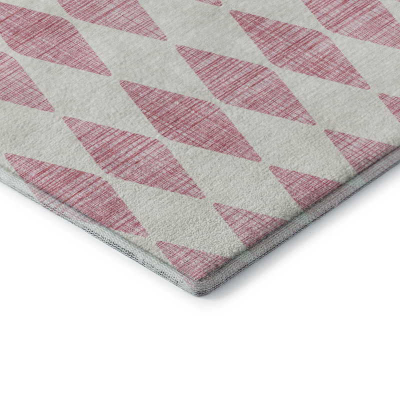 Tapis rose Cerrito AMF578 lavable à la machine de qualité supérieure, Rectangle 2 pi 6 po x 3 pi 10 po