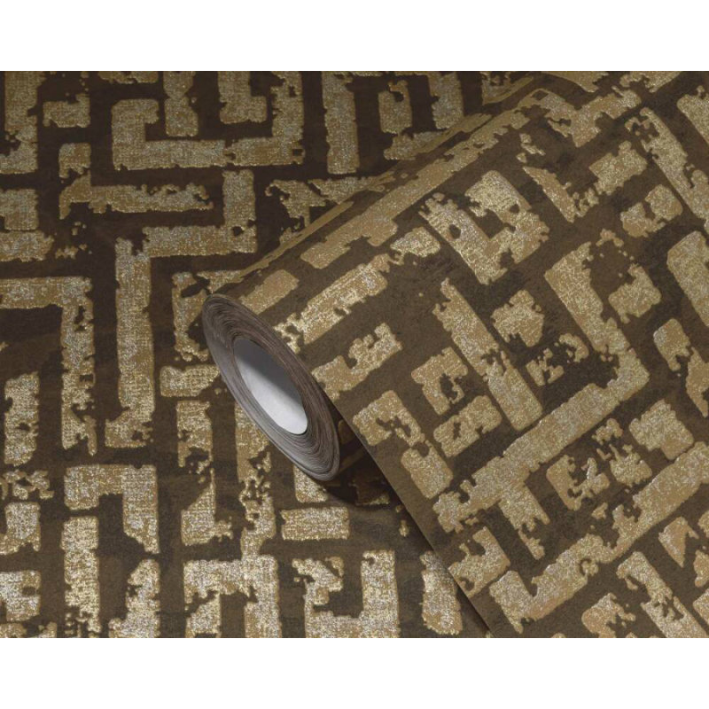 Rouleau de papier peint Concord Wall lings L 33 pi x l 21 po, Brun / or / argent