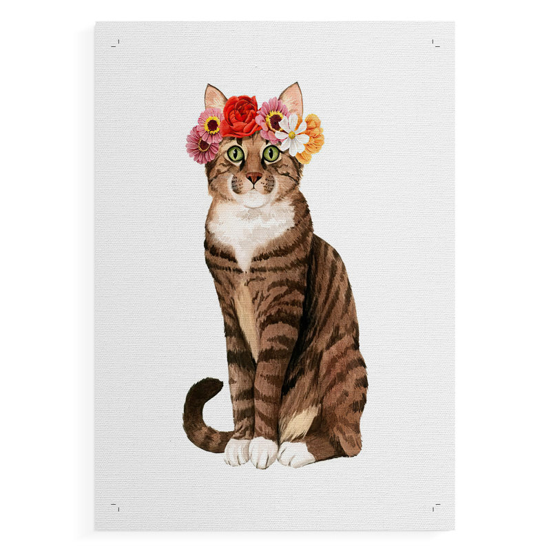 Flower Crown Cats II - Impression sur toile seulement - NON-CADRE, H 27 po x l 18 po