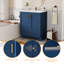Meuble-lavabo à poser 30 po avec lavabo sur pied 30 po avec 2 portes et 1 tiroir, bleu-295106678-295106675