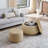 Round Storage Ottoman,Woven Rattan Fabric Ottoman,2 In 1 Function,Work As End Table And Ottoman,With Small Seat-Nature
