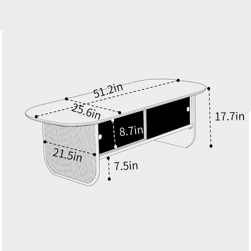 Table basse en cerisier, H 17,7 po x L 51,2 po x l 25,6 po
