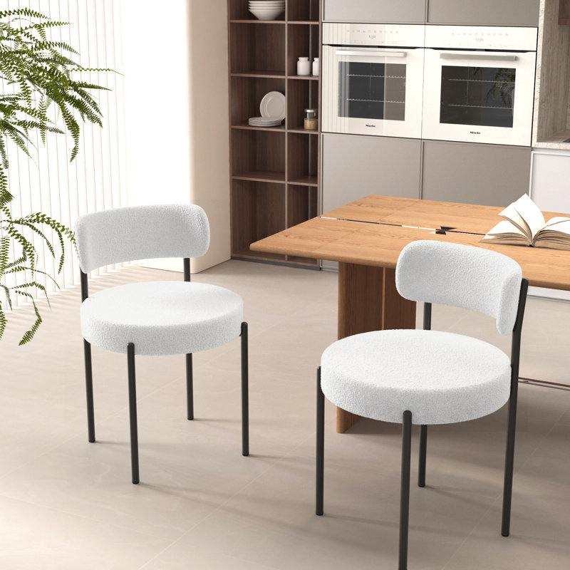 Ensemble de chaises rembourrées Boucle avec coussin large et dossier incurvé pour la salle à manger, la cuisine et le salon