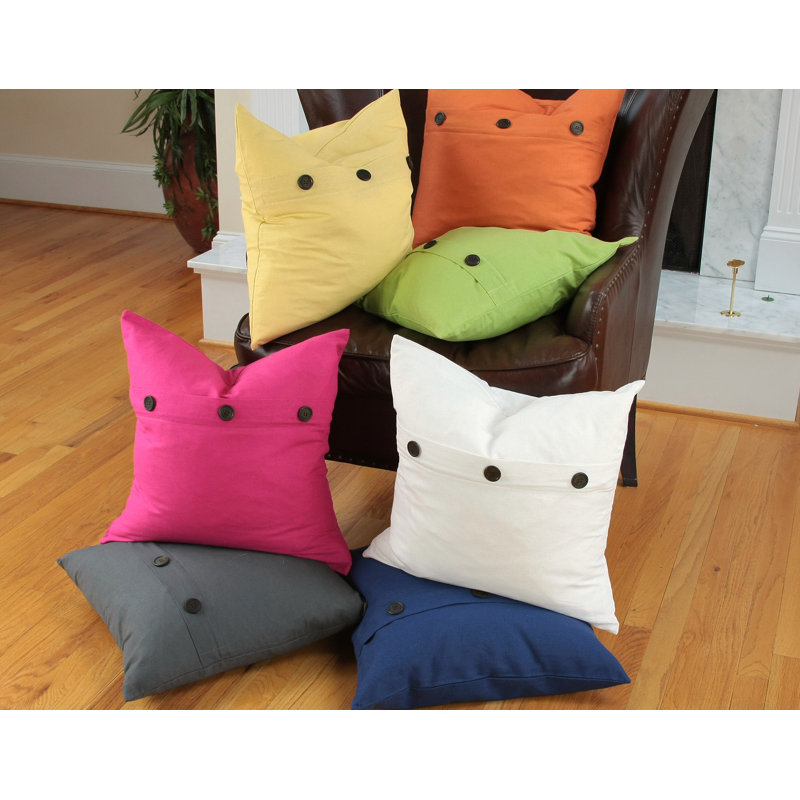 Solid Button Down Blend 20" Throw Pillow, Charcoal