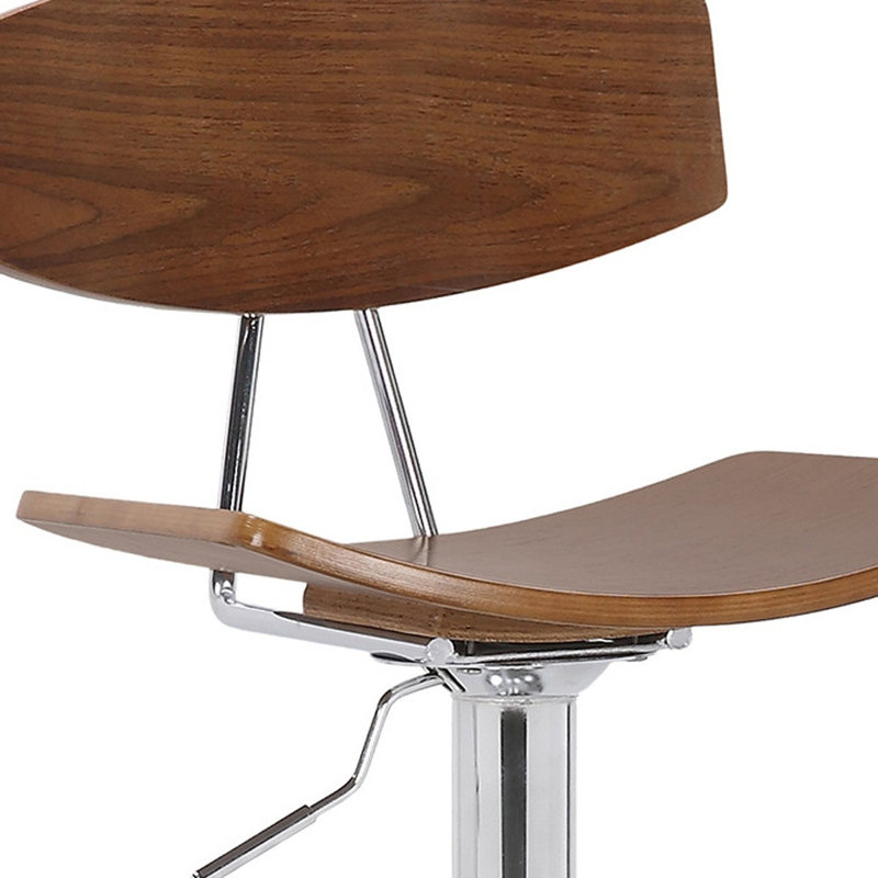 Chaise de bar réglable en hauteur 42 po argent et noyer