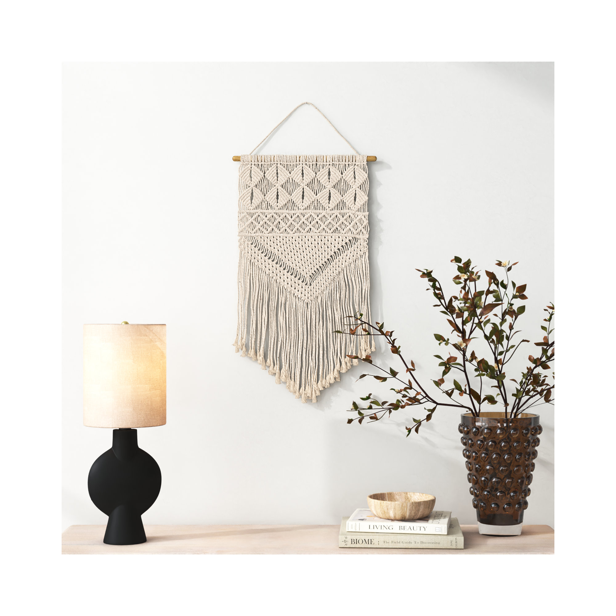 Cotton Hand Woven Tiered Wall Hanging , 31" H x 15" W