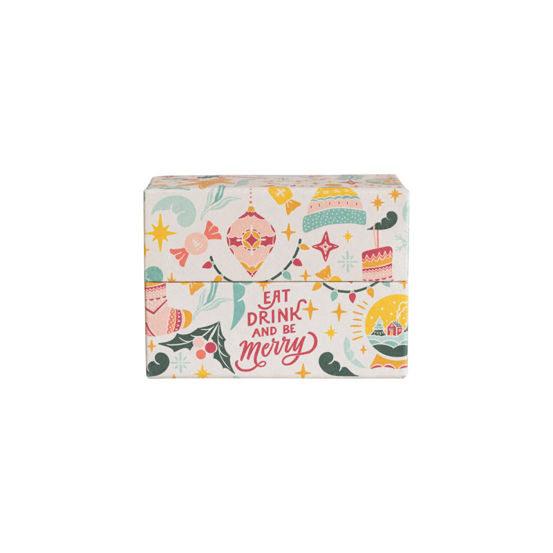 Handmade Recycled Paper Recipe Box with 36 Recipe Cards "Eat Drink and Be Merry" 7 Pieces