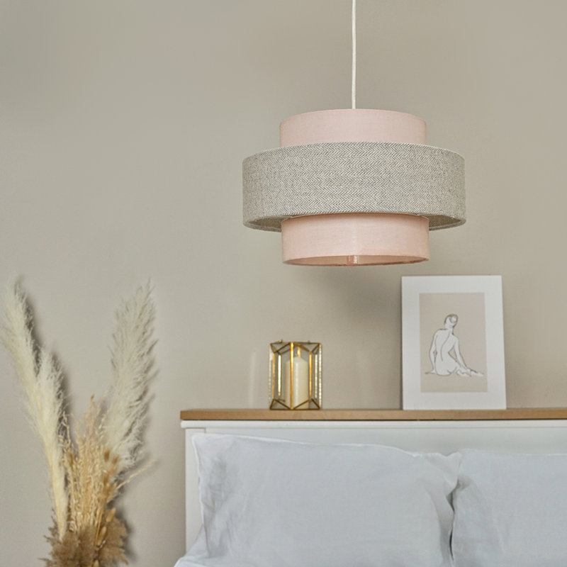 Kofel 2-Light Unique Tiered Lamp Shade, Pink/Grey, Pink