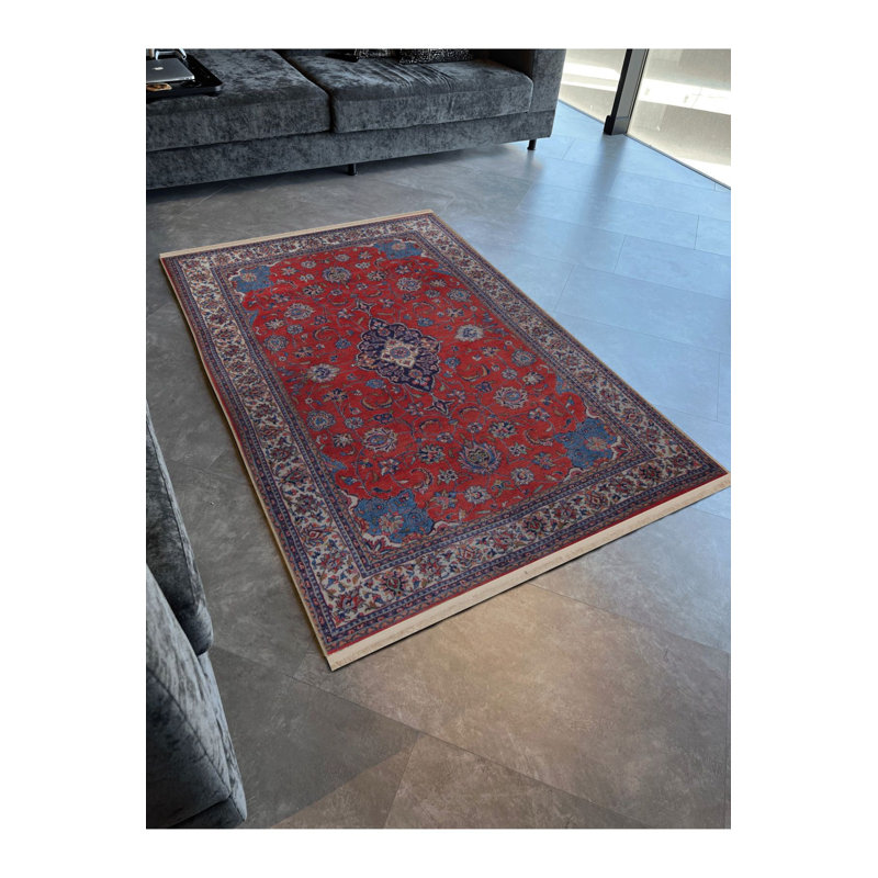 Tapis décoratif rétro à motif bleu à motif traditionnel Creative, Sous-tapis rectangulaire 2 pi 6 po x 4 pi 11 po
