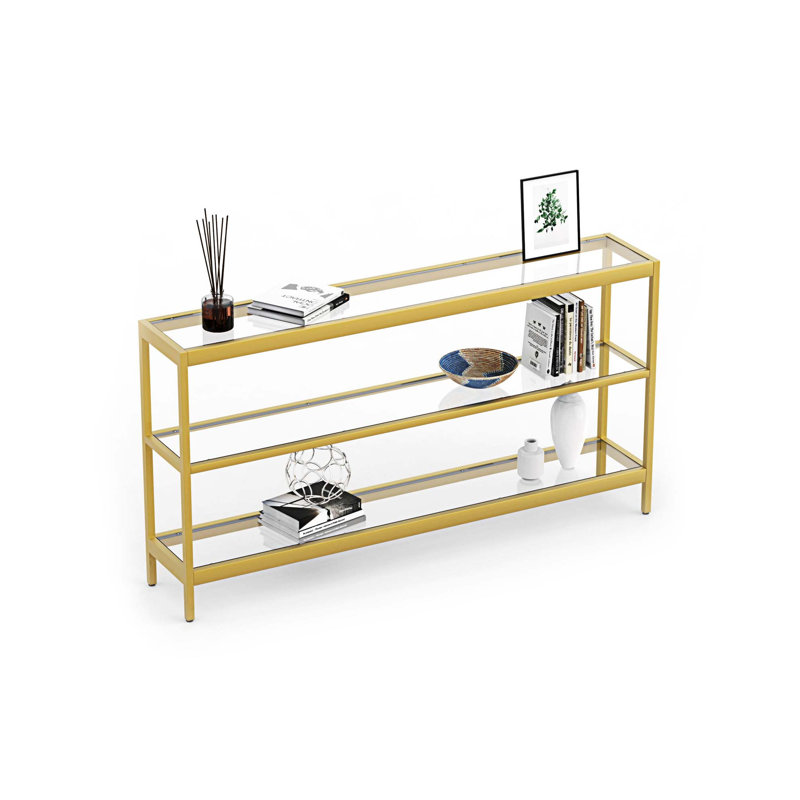 Console Evajoy, Doré, H 29,33 po x l 55,12 po x P 10 po, Doré