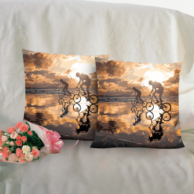 Printed Linen Encrypted Fine Linen Pillowcase Cushion Cover 2PC