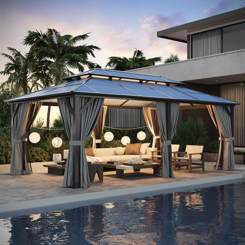 20 Ft. W X 12 Ft. D Metal Patio Hardtop Gazebo