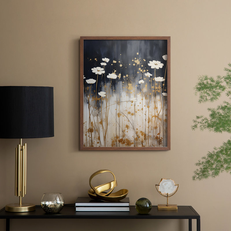 Reproduction encadrée FLORAL Series CDXVII - bois massif, H 21 po x l 17 po, Noyer