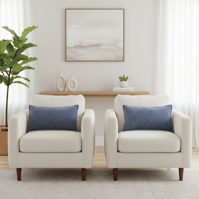  Lumbar Pillow Covers 12x20 inches | Soft Chenille Rectangular Cushion Covers (Set of 2), Heather Blue
