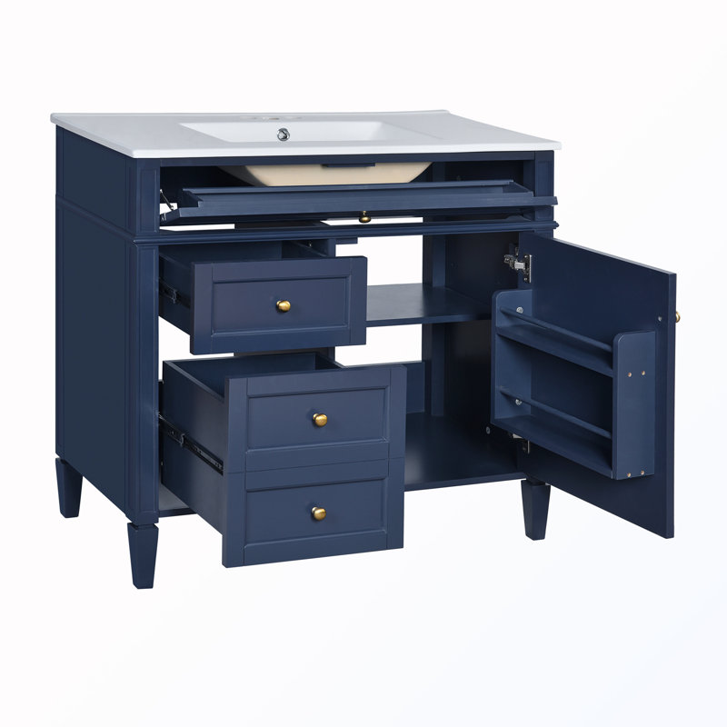 Swarn 36'' Single Bathroom Vanity with Top, Blue