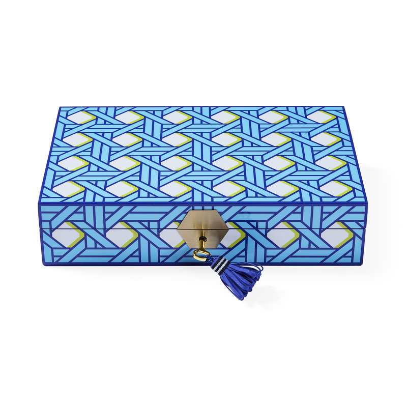 VELVET JEWELLERY BOX MINI BLUE TONES FLOWER PATTERN VELVET JEWELLERY BOX MINI BLUE TONES FLOWER PATTERN