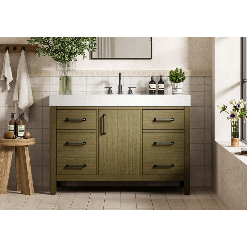 48 inch Single Bathroom Vanity_Traditional_VF60648, Chestnut Brown