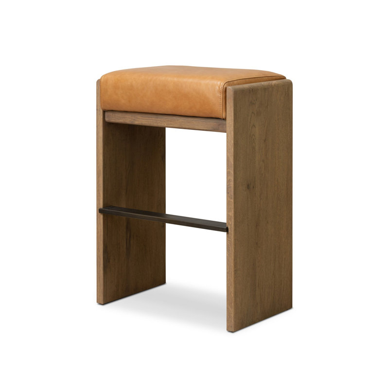 Nash Stool-Altair Mushroom-Bar, Sonoma Butterscotch/Genuine Leather, Bar Stool (30.91" Seat Height)