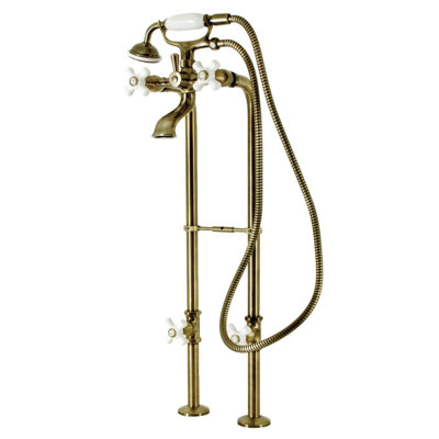 Ensemble de robinet de baignoire sur pieds à 3 poignées et 3 poignées Kingston Brass